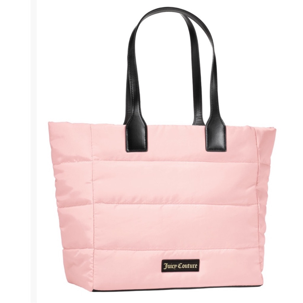 Juicy Couture Light Pink Quilted Tote With Black Handles